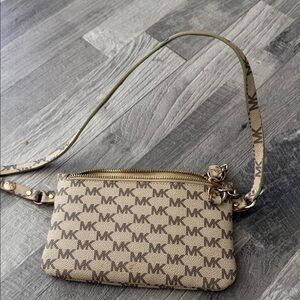 Michael Kors Tan MK Logo Wristlet